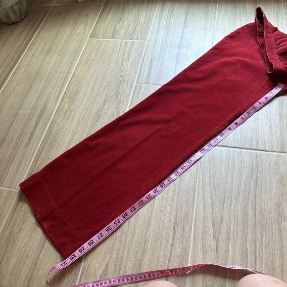 Women's Vintage Red Wide Leg Bell Bottom Flare Pants High Waist Corduroy W24 - Picture 11 of 11